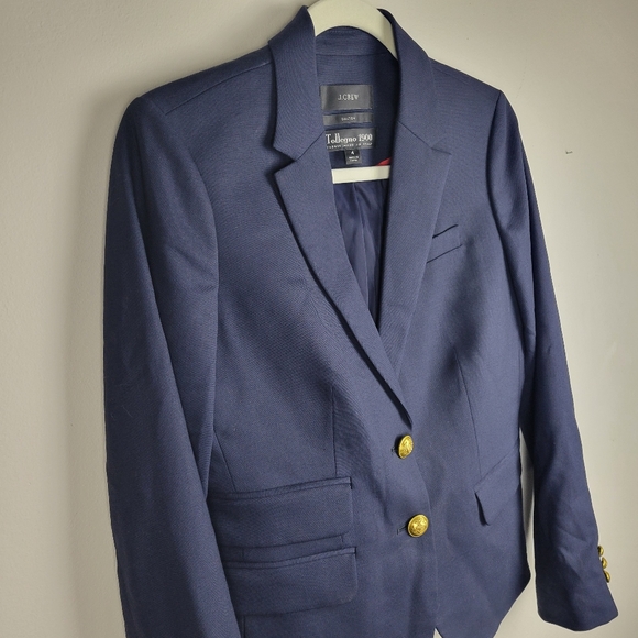 J.CREW Dalton Navy Blue Preppy Academia Blazer Size 4 Wool Blend Italy - Picture 3 of 10